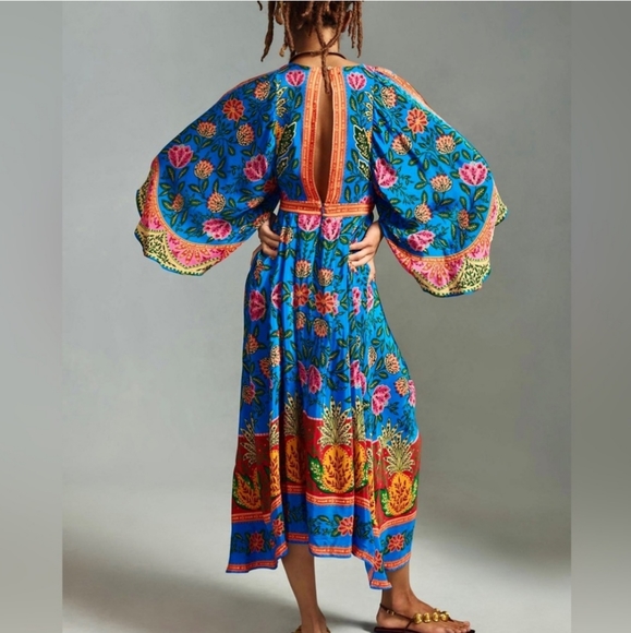 Farm Rio X Anthropologie Pineapple Garden Kaftan Maxidress - Picture 4 of 7